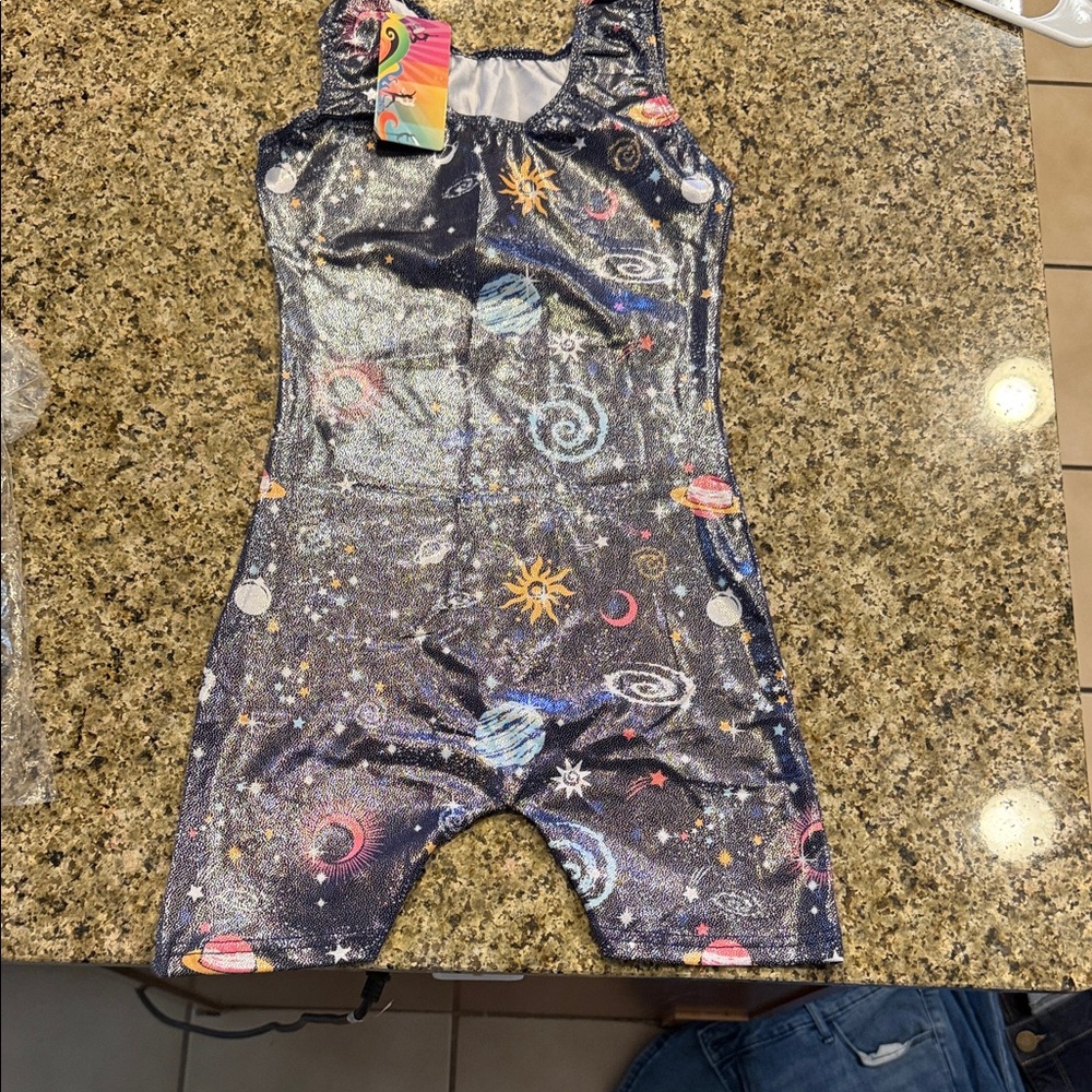 Galaxy Print Kids Dance Costume